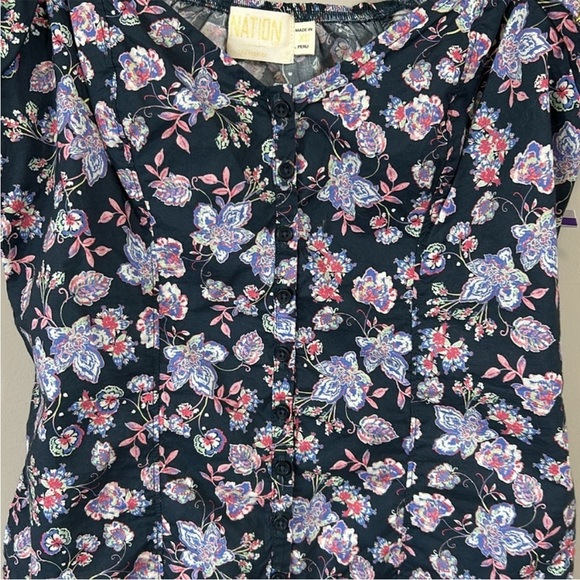 Nation LTD Angel Top Navy Midsummer sweetheart neckline bubble sleeve Sz XS NEW - Picture 6 of 15